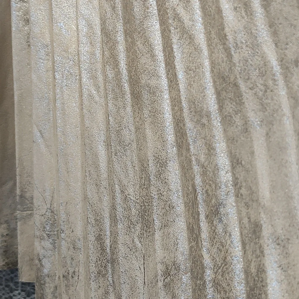 Maeve Shiny Gold Pleated Midi Skirt - Picture 5 of 11